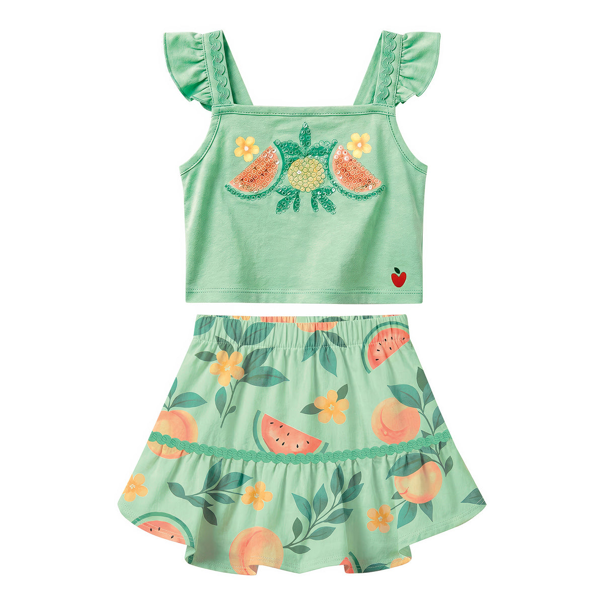 Conjunto Bebê Feminino Regata e Short Nanai Frutinhas