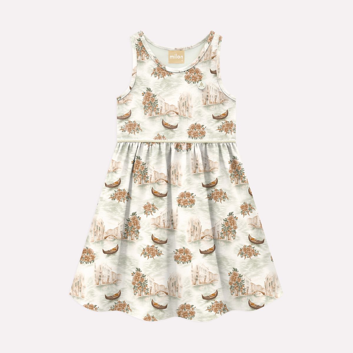Vestido Infantil Feminino Milon Estampado Cotton com Pérolas