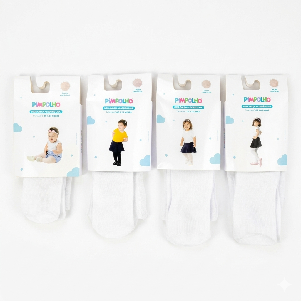 Meia-Calça Infantil Pimpolho Algodão Lisa e Confortável