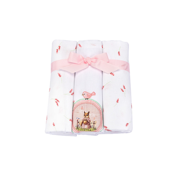 Kit Cueiro Muito Mimo Bordado Enxoval Unissex 80x80cm 3 Peças