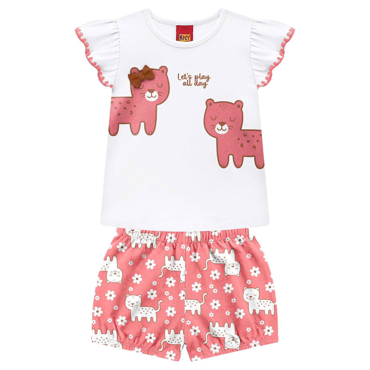 Conjunto Feminino Kyly Bebê Blusa e Short Oncinha
