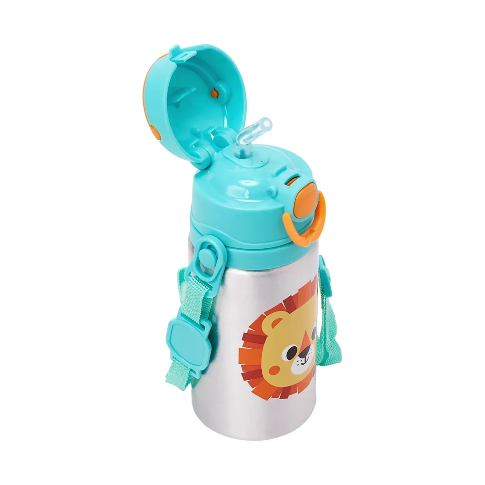 Garrafinha Infantil de Alumínio Buba Zoo +3 Anos com Canudo 450ml