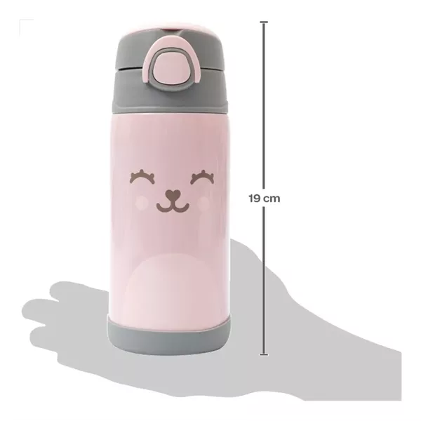Garrafa Térmica Buba Gumy Parede Dupla Com Canudo 3+ Rosa 400ML