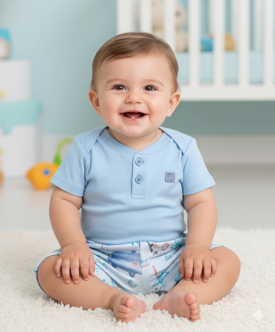 Conjunto Bebê Masculino Kiko Baby Safari - Body e Short estampado