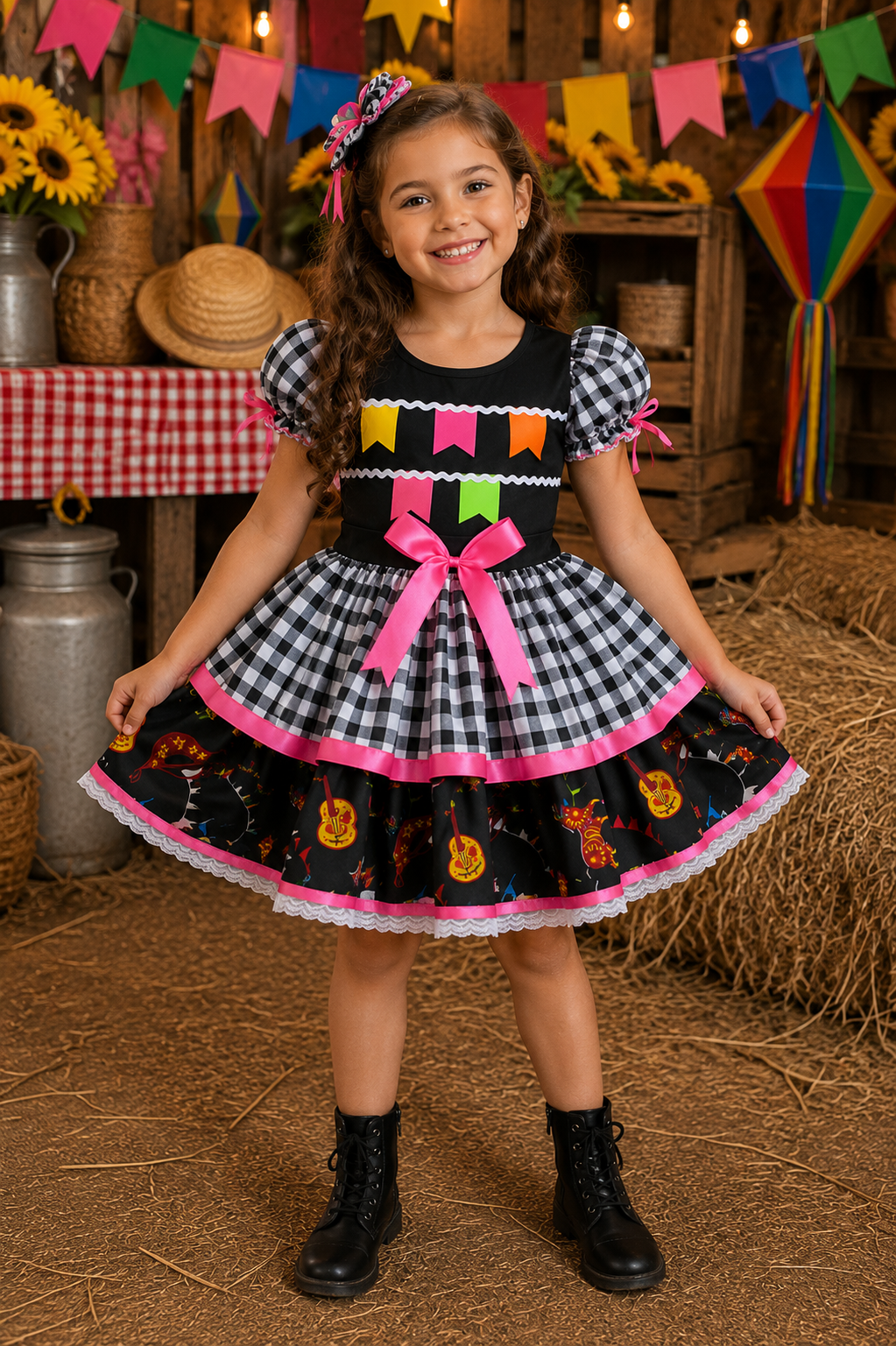Vestido Caipira Xadrez para Festa Junina