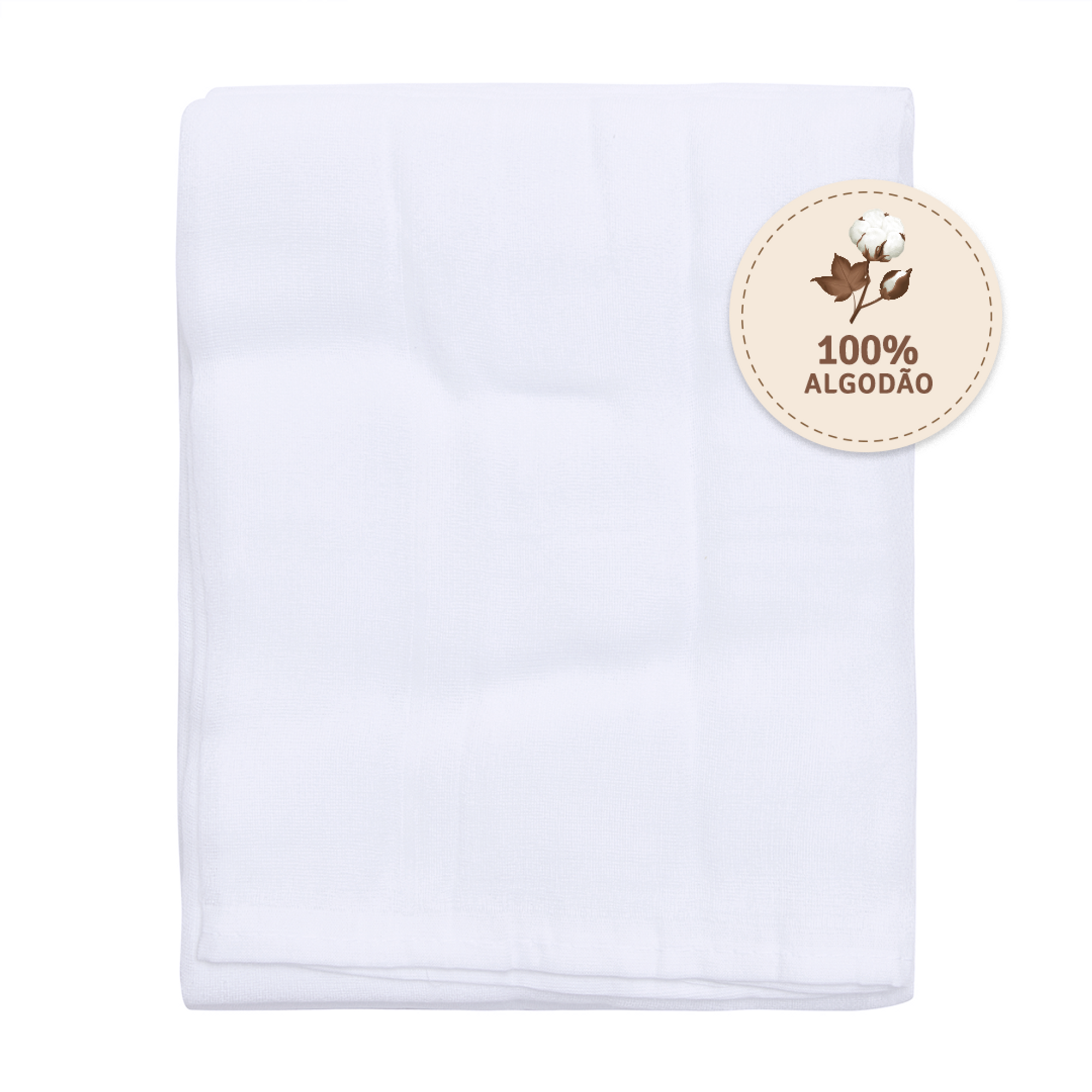 Fralda Premium Mami Com Bainha 5 Peças - Branca - 70 X70 Cm
