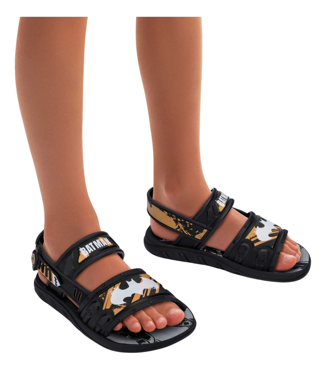 Sandália Papete Infantil Masculino Grendene Kids Liga da Justiça Batman Super Herói Com Luva