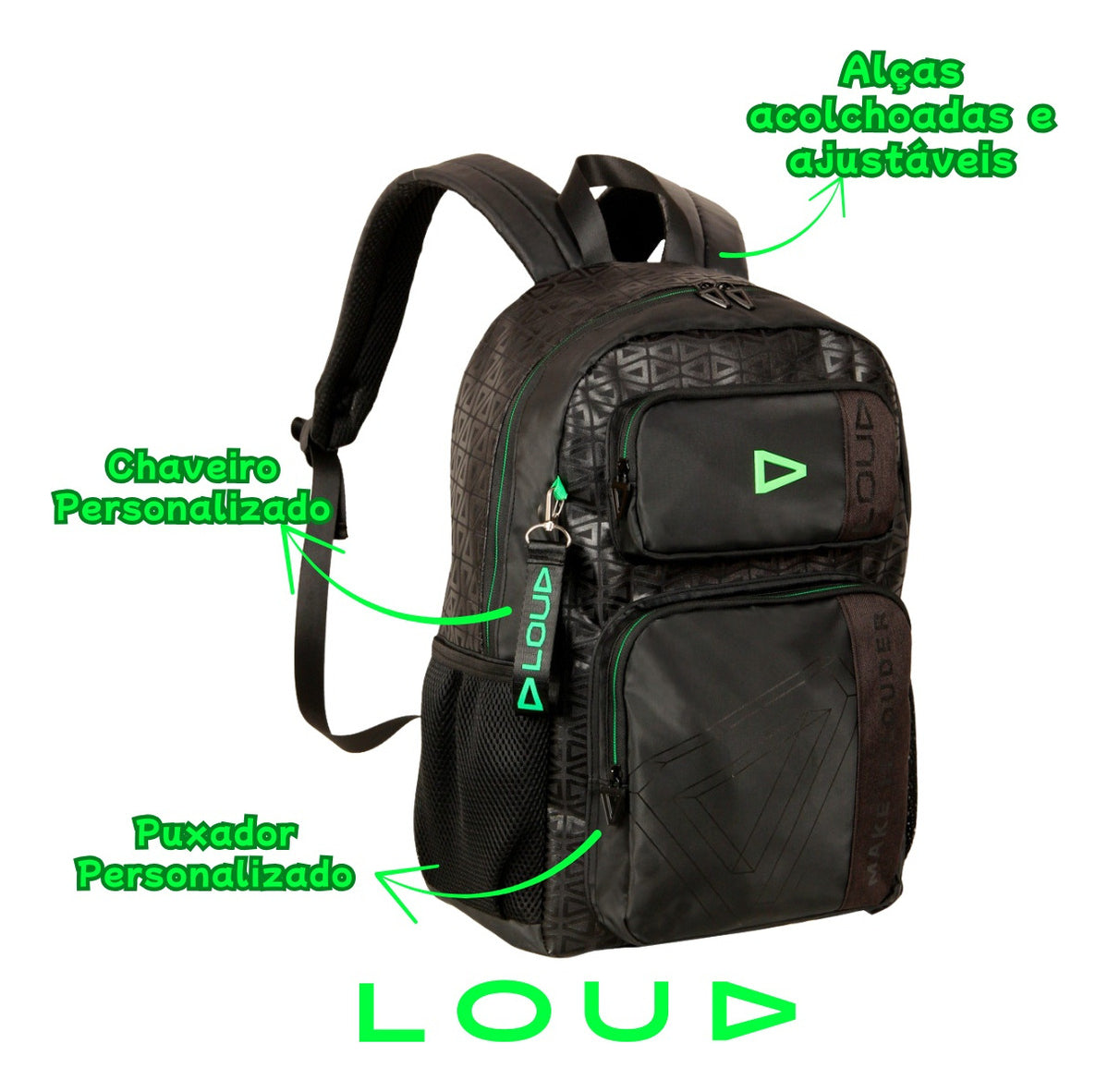 Kit Mochila e Estojo Loud Clio Style Oficial Escolar Juvenil Voltas às Aulas Meninos