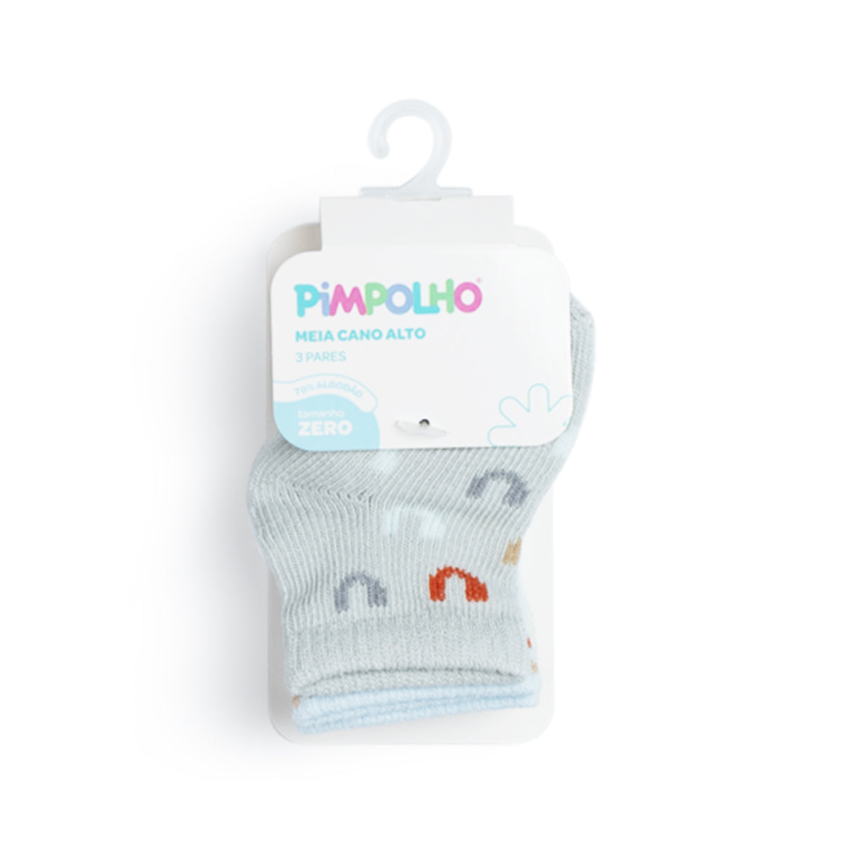 Kit Meia Bebê Masculina Pimpolho Zero Recém-Nascido Algodão Com 3 Pares
