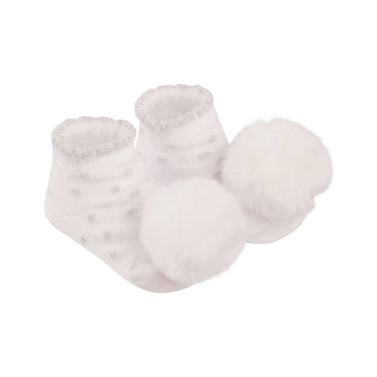 Kit Meia Bebê Pimpolho Feminina com Pompom RN Enxoval 2 Pares