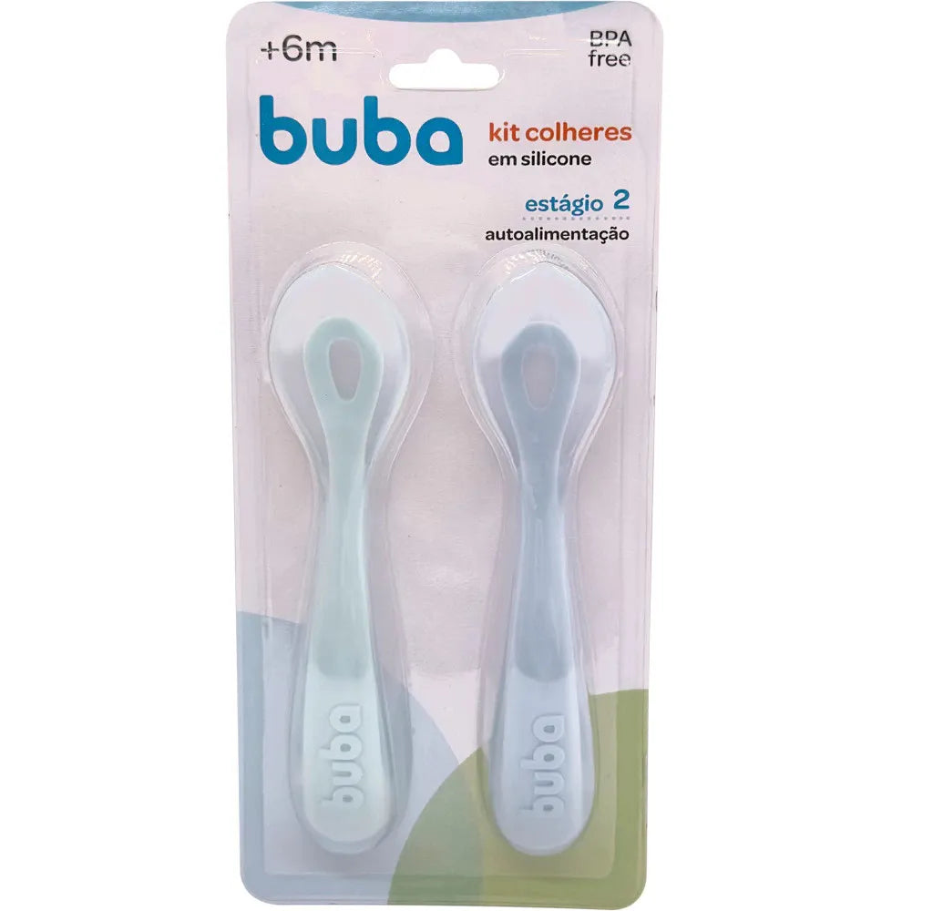 Kit Colheres Buba Em Silicone Fases +6 M
