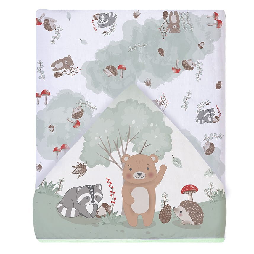 Toalha De Banho Soft Papi Com Capuz Estampada 90 X80 Cm