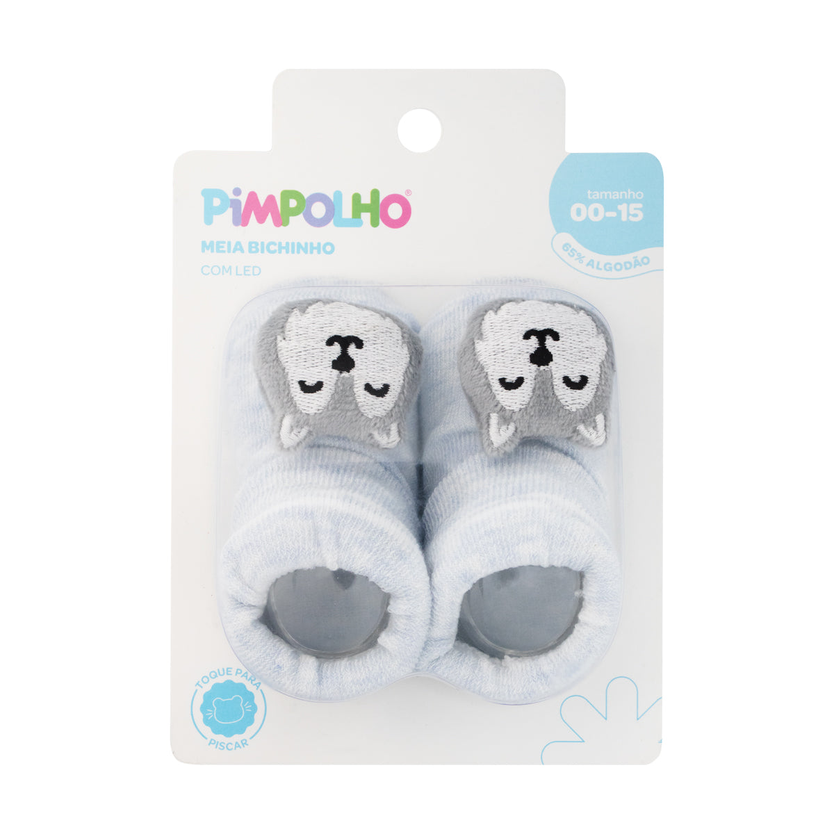 Meia Bebê Masculina com Bichinho e LED Pimpolho (0 a 6 Meses)