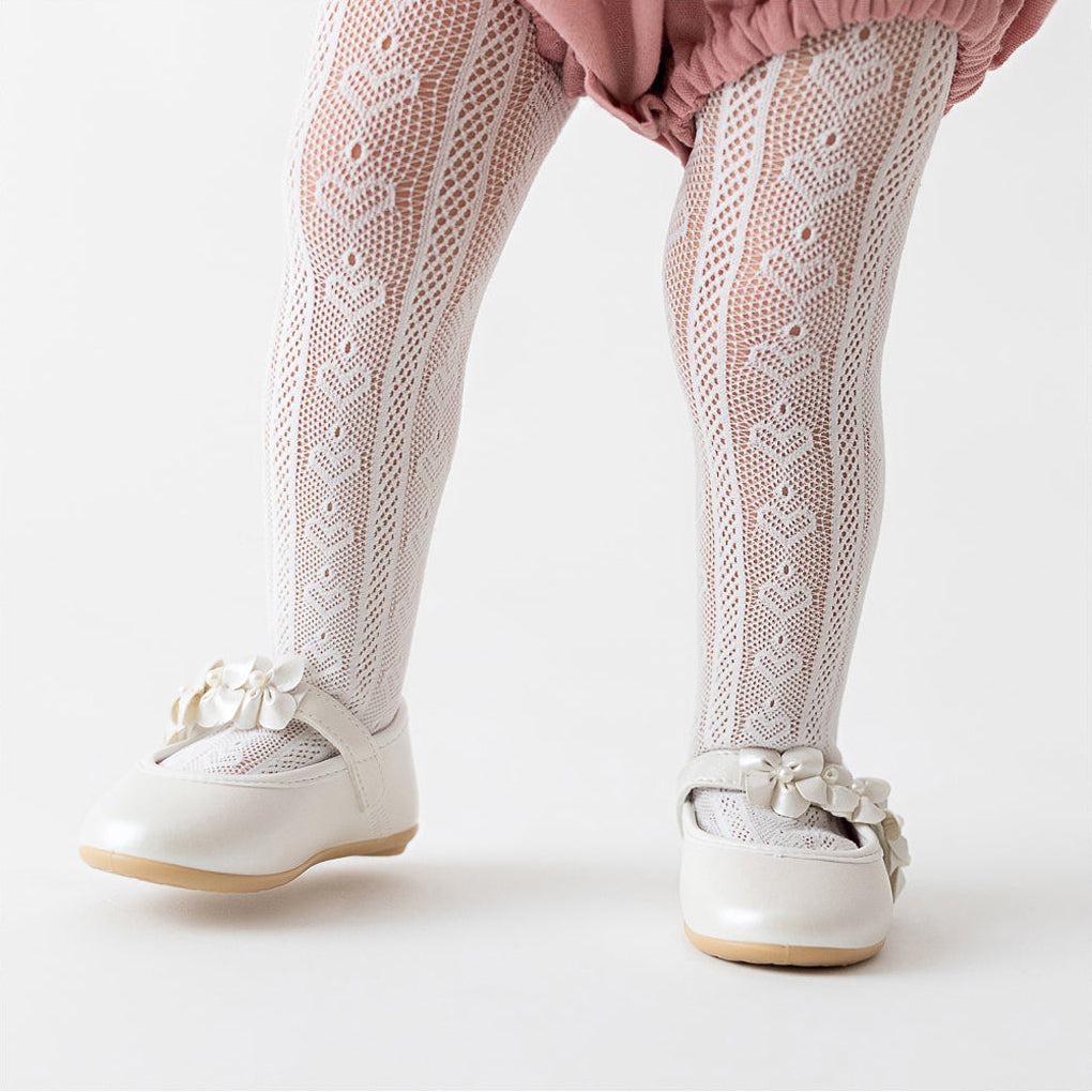 Meia-Calça Infantil Pimpolho com Textura Coração Fio 70 e Ponteira Reforçada