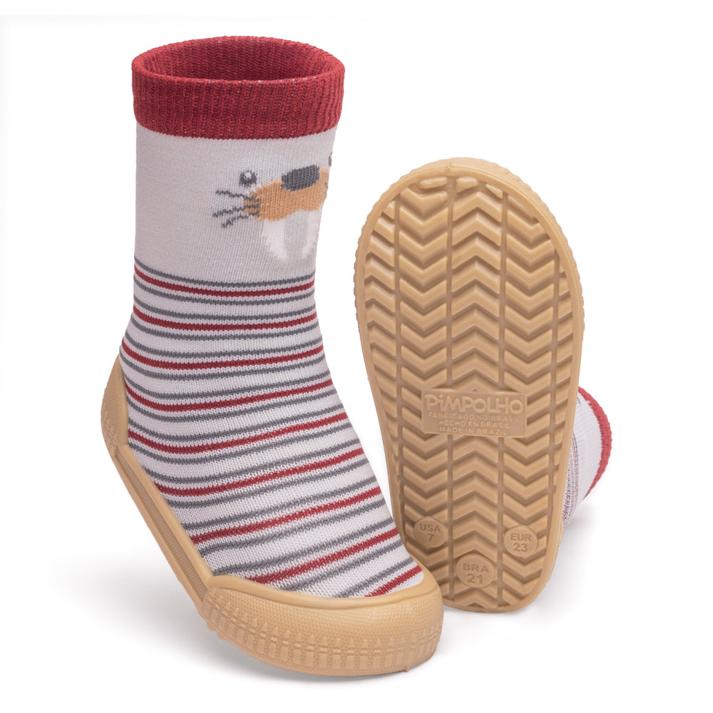 Meia Com Sola Infantil Pimpolho Antiderrapante Masculina