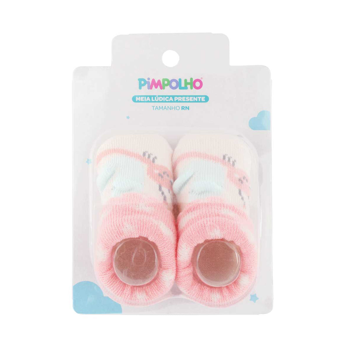 Meia Infantil Feminina Pimpolho Lúdica com Detalhes 3D Recém-Nascido