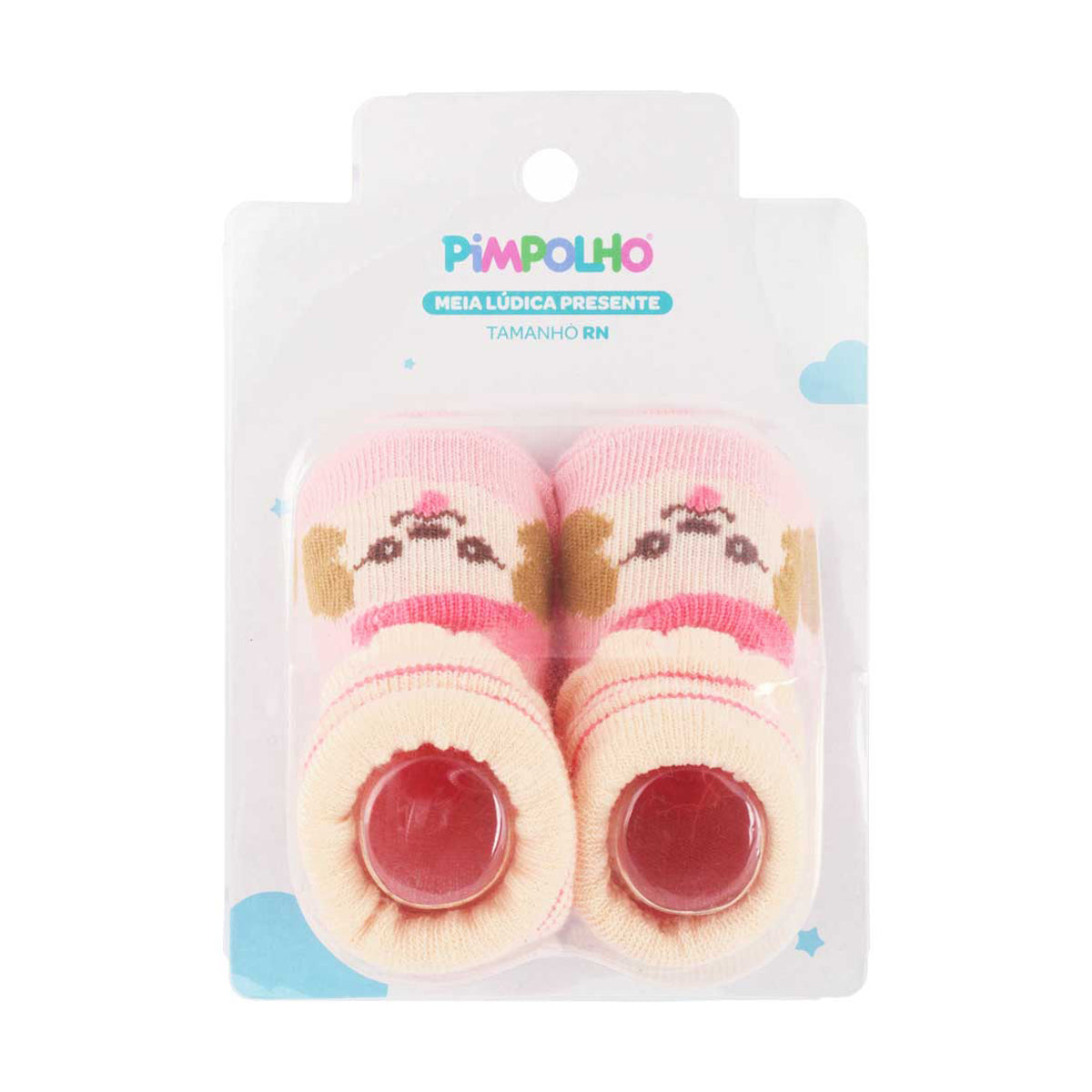 Meia Infantil Feminina Pimpolho Lúdica com Detalhes 3D Recém-Nascido