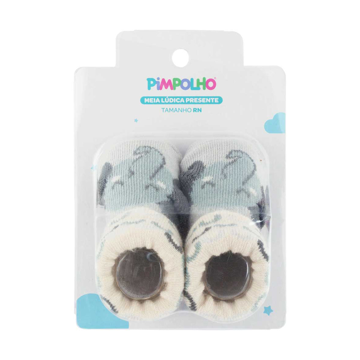 Meia Infantil Masculina Pimpolho Lúdica com Detalhes 3D 00 a 04 Meses RN