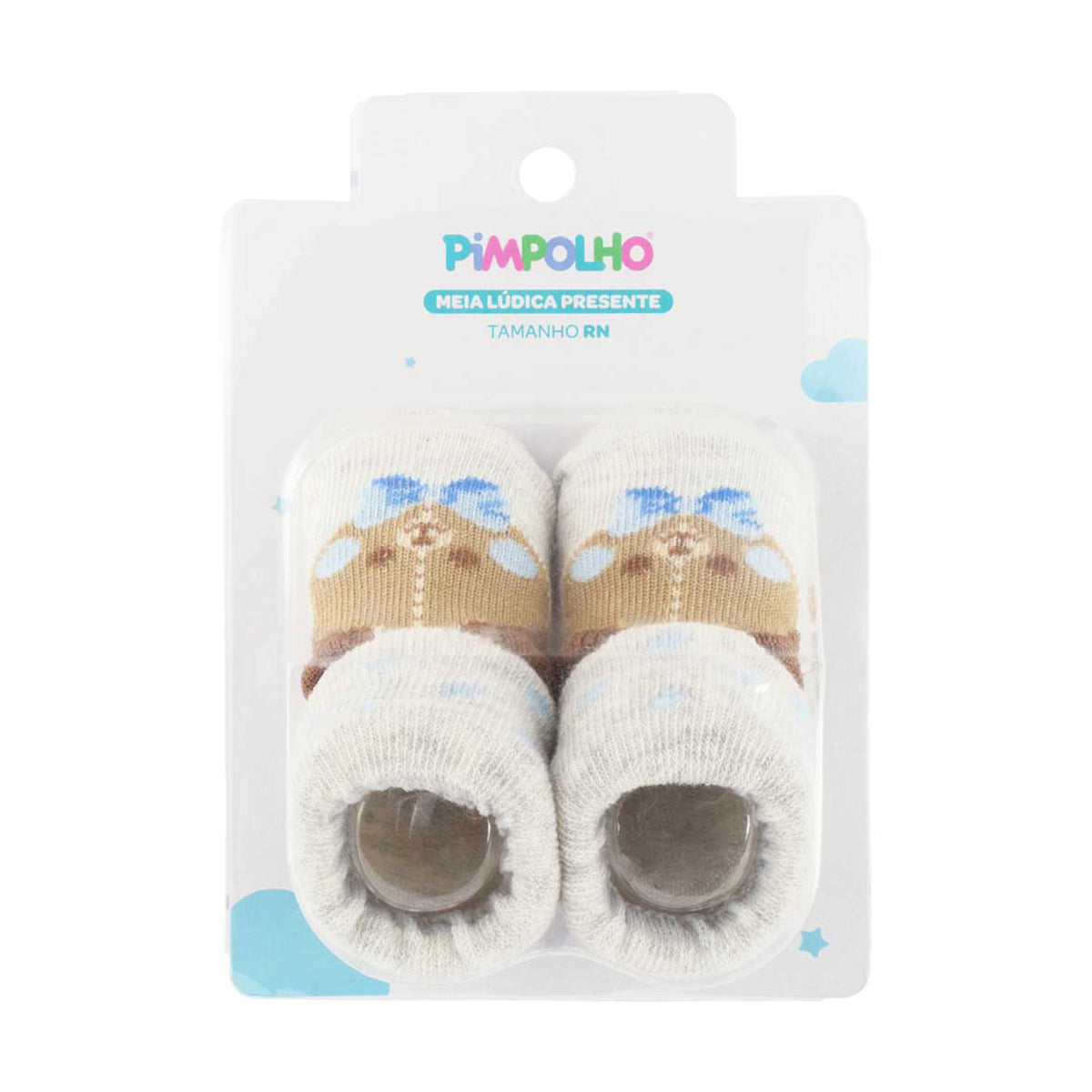 Meia Infantil Masculina Pimpolho Lúdica com Detalhes 3D 00 a 04 Meses RN