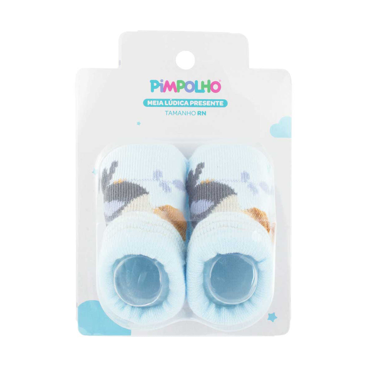 Meia Infantil Masculina Pimpolho Lúdica com Detalhes 3D 00 a 04 Meses RN