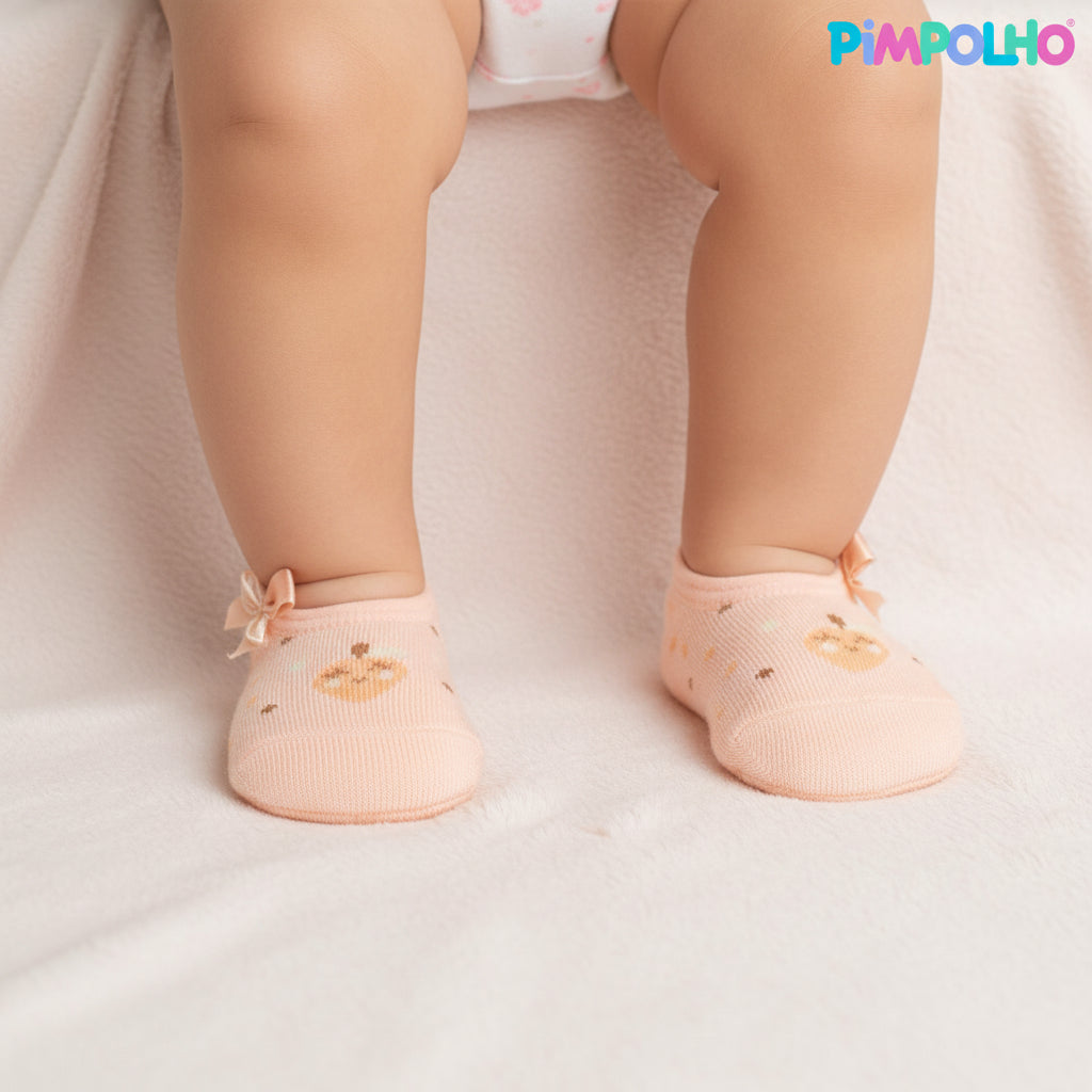 Meia Sapatilha Infantil Feminina Pimpolho Colorida Antiderrapante