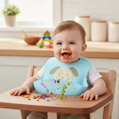 Babador de Silicone Pimpolho Infantil Ajustável Pega Migalhas