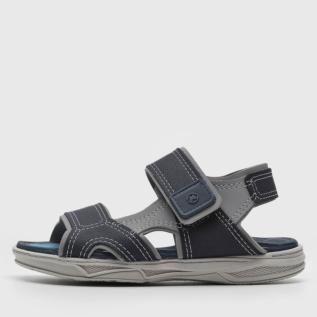 Sandália Papete Infantil Masculina Molekinho Tiras com Pesponto e Fecho Fácil