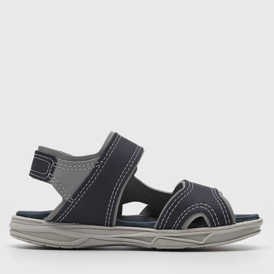 Sandália Papete Infantil Masculina Molekinho Tiras com Pesponto e Fecho Fácil