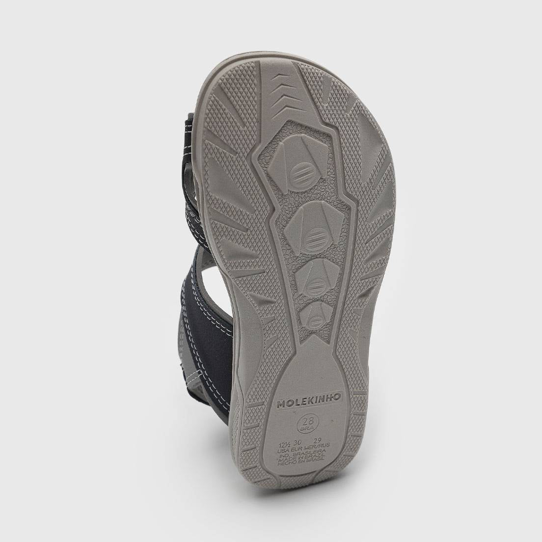 Sandália Papete Infantil Masculina Molekinho Tiras com Pesponto e Fecho Fácil