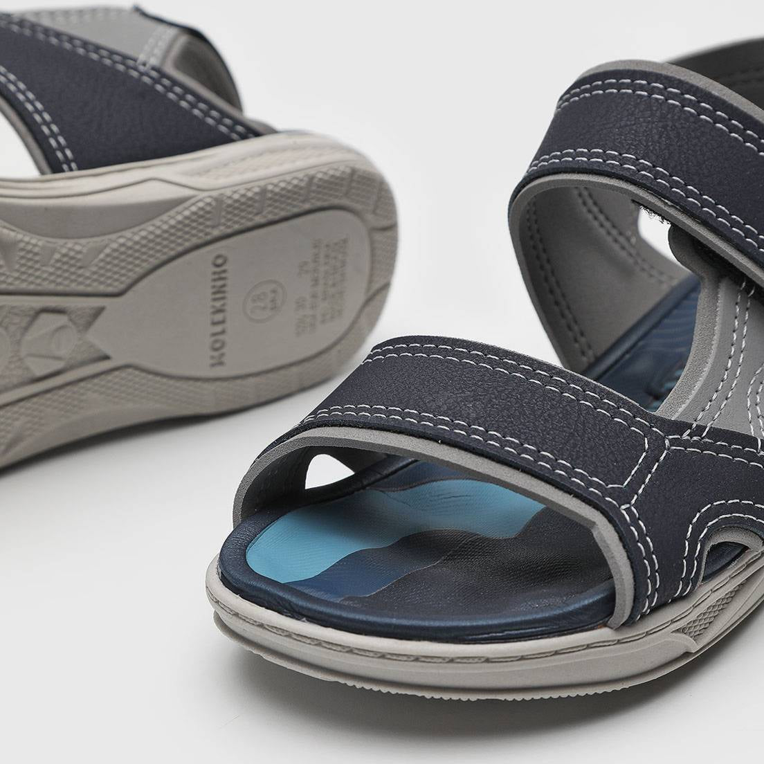 Sandália Papete Infantil Masculina Molekinho Tiras com Pesponto e Fecho Fácil