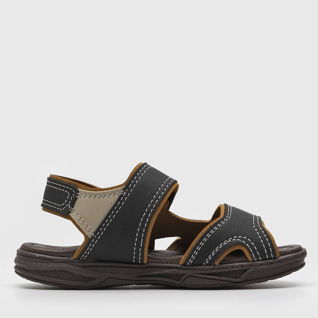 Sandália Papete Infantil Masculina Molekinho Tiras com Pesponto e Fecho Fácil