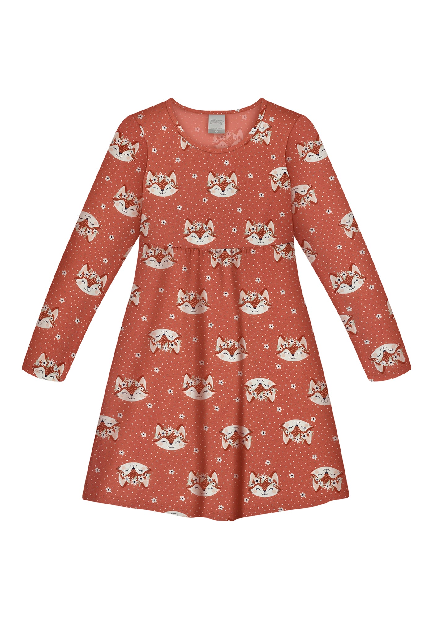 Vestido Infantil Alakazoo Manga Longa em Meia Malha Penteada