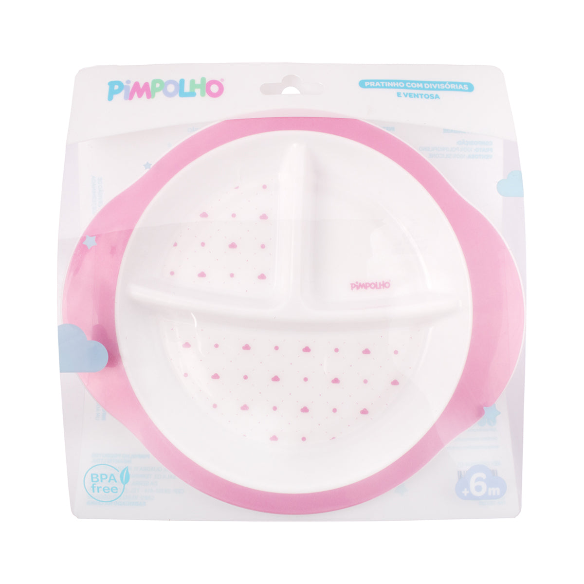 Prato Pimpolho Com Divisória e Ventosa Bebê BPA Free