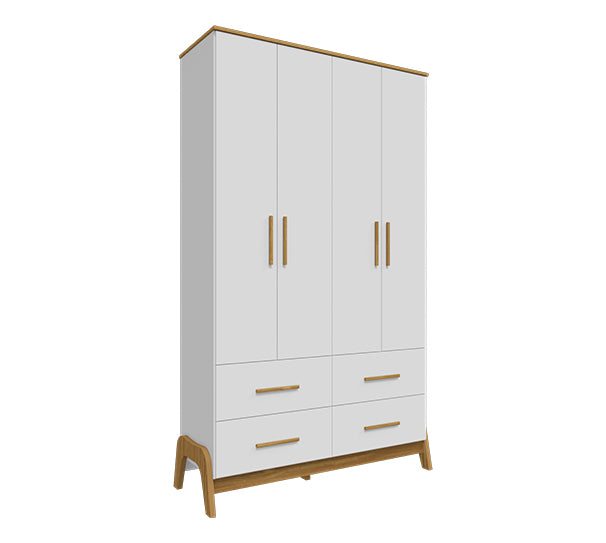 Guarda Roupa Guti Retro 4 Porta Lisa Peroba