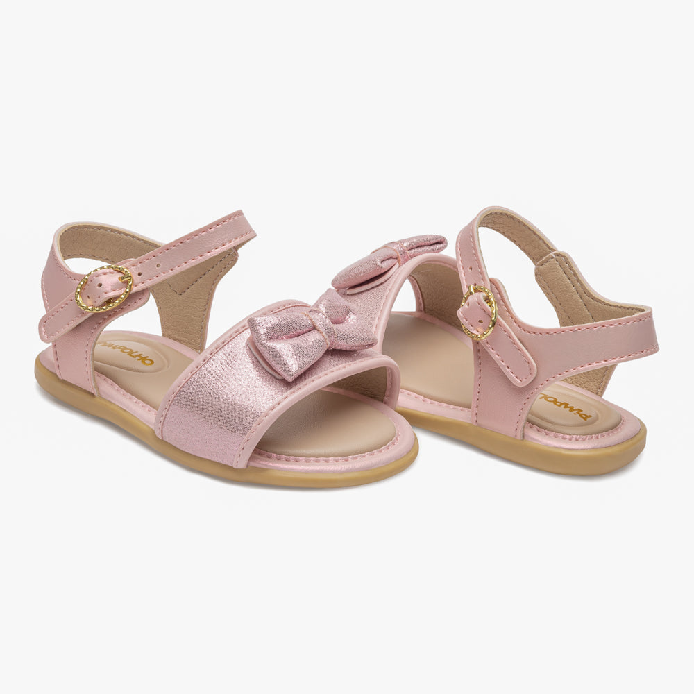 Sandália Infantil Feminina Pimpolho Fofura com Laço e Fechamento em Fivela