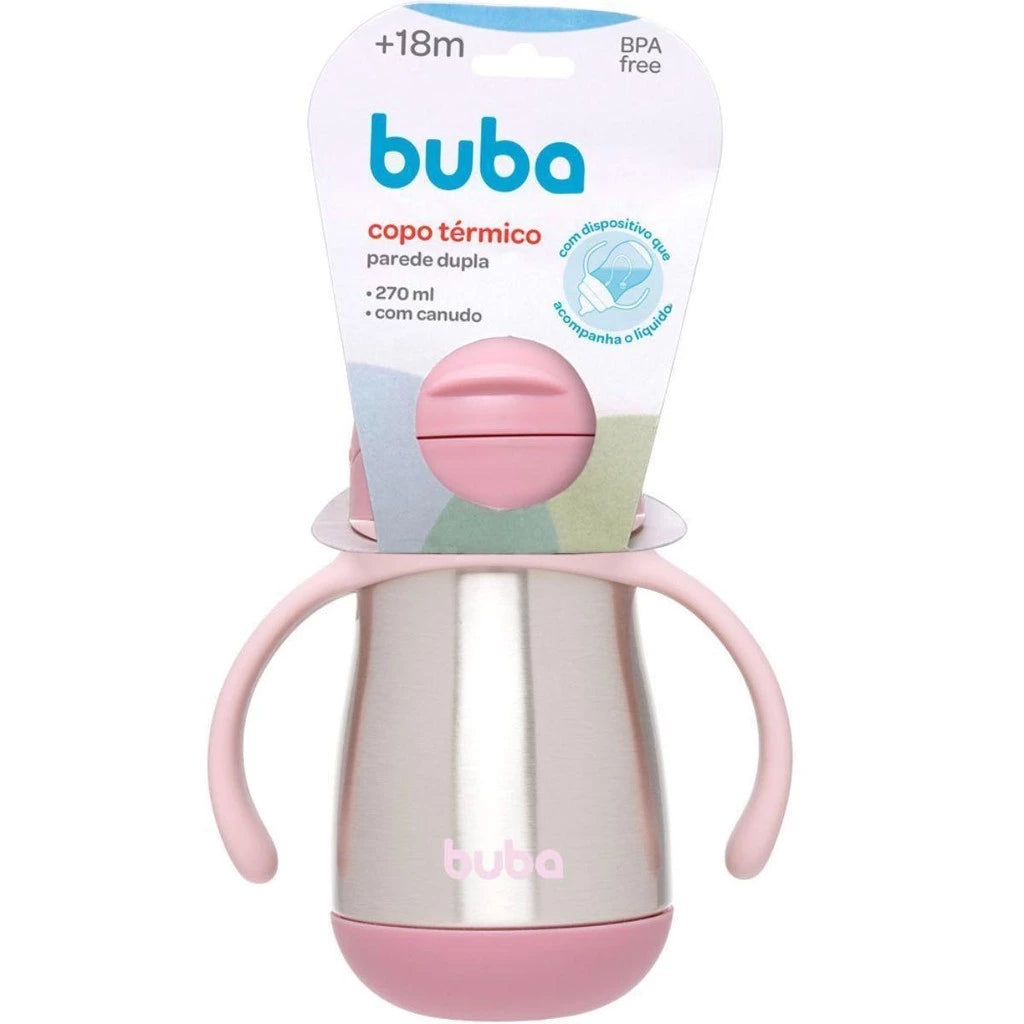 Copo Térmico Infantil Buba 270ml com Canudo