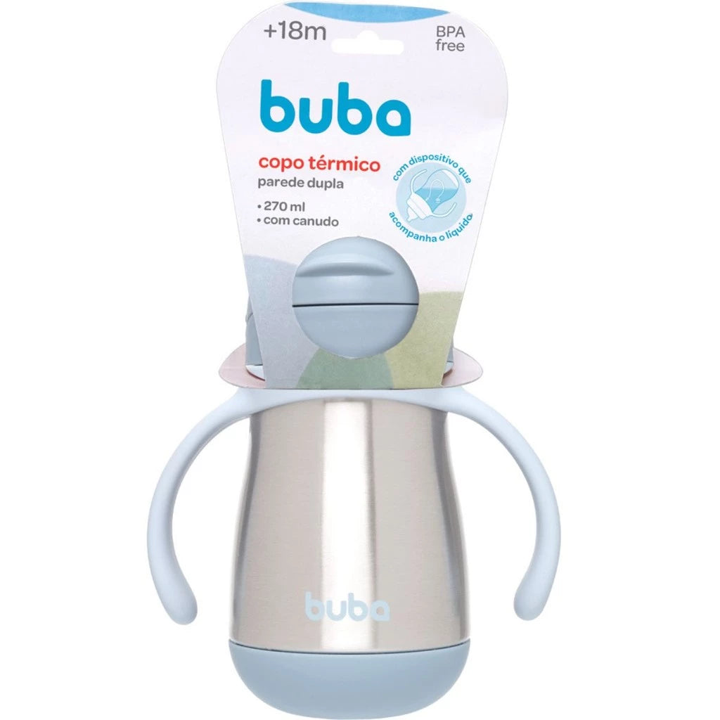 Copo Térmico Infantil Buba 270ml com Canudo