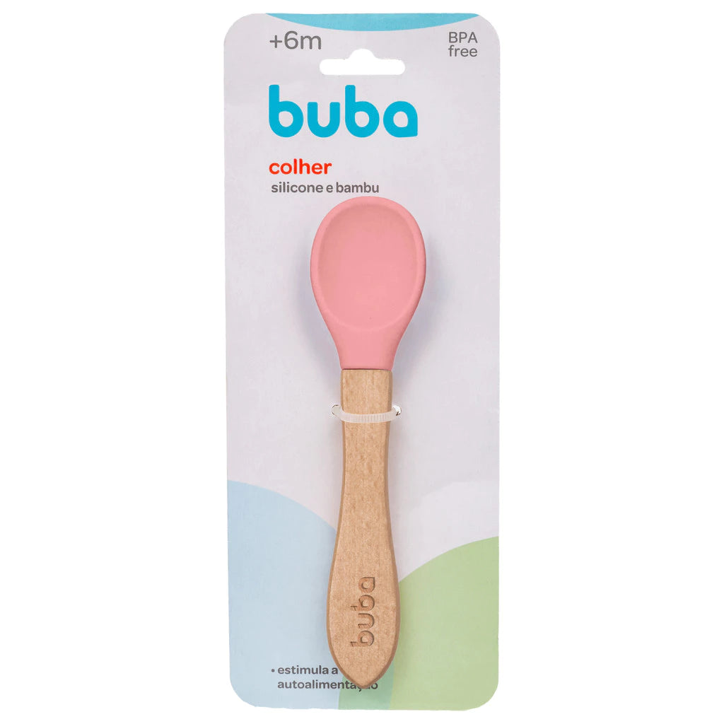 Colher Buba Em Silicone e Bambu +6M