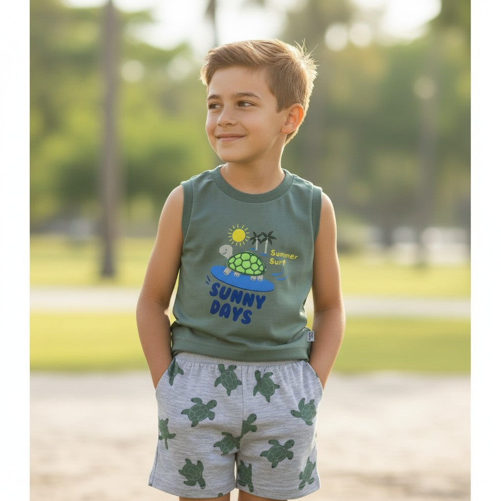 Conjunto Masculino Brincar e Arte Summer Surf Tartaruga