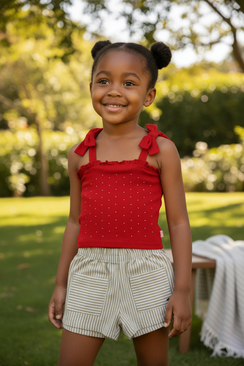 Conjunto Feminino Infantil Brincar e Arte Camomila Listrado