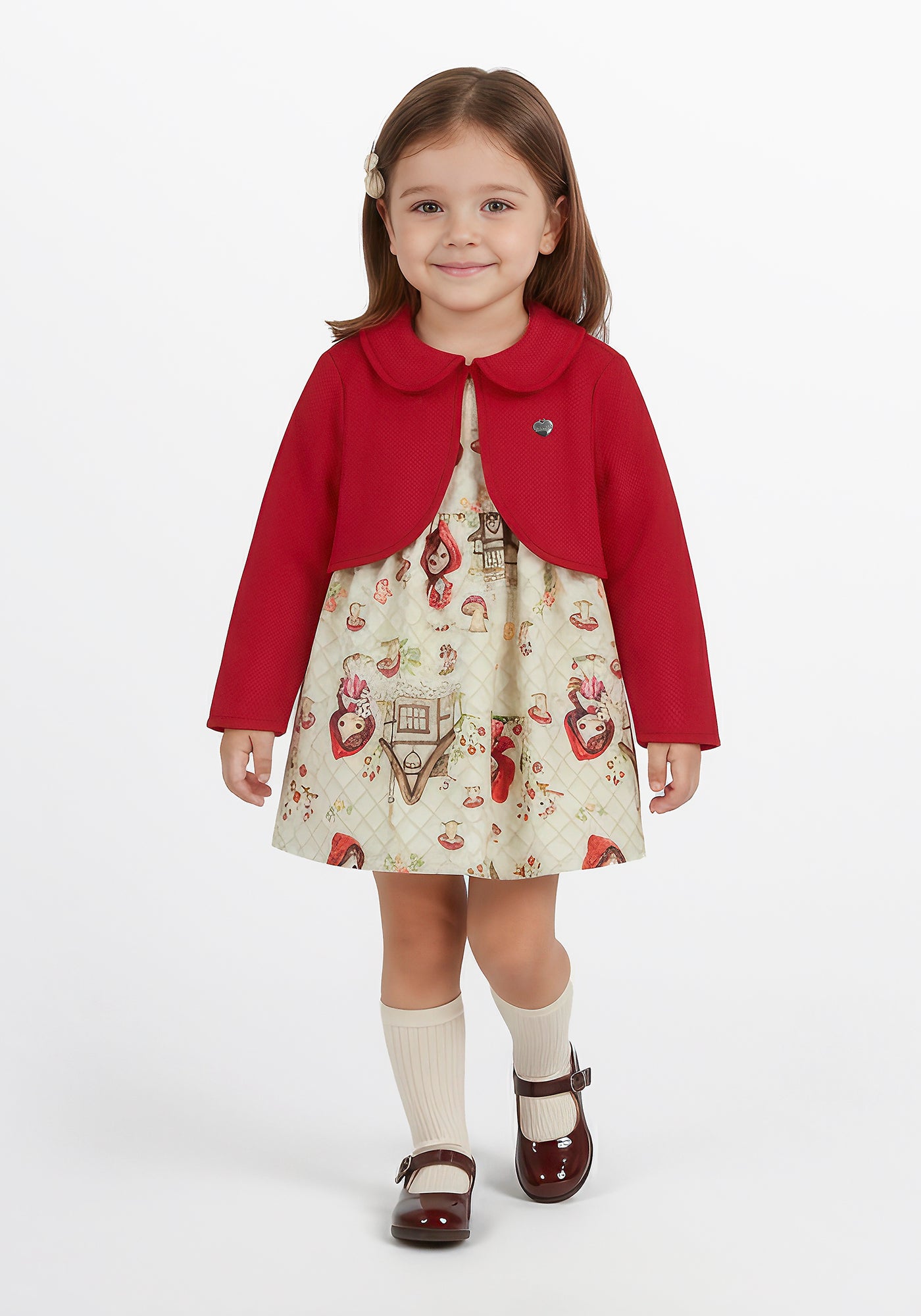 Vestido Infantil Alakazoo com Bolero Manga Longa Malha Soft