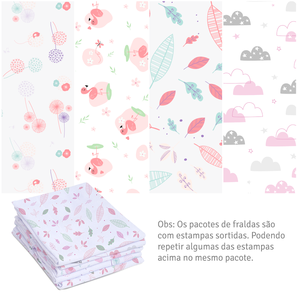 Fralda Luxo Com Bainha E Tecido Duplo Com 5 Unidade Papi