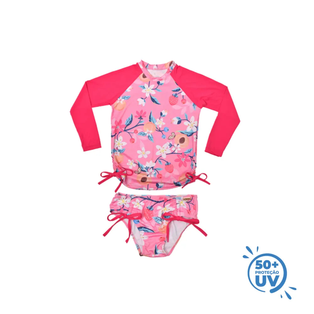 Conjunto Uv Everly Camiseta Com Calcinha Floral