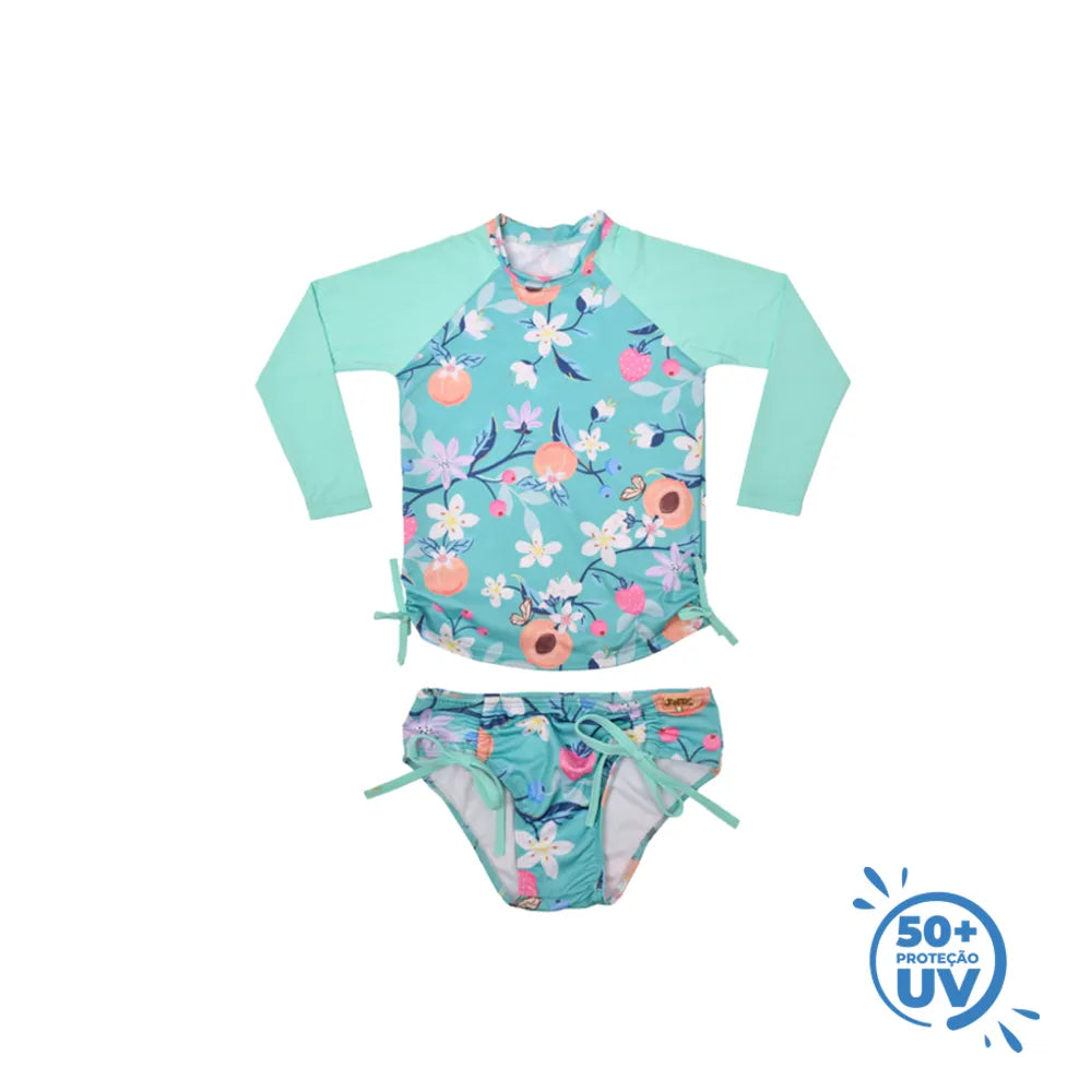 Conjunto Uv Everly Camiseta Com Calcinha Floral