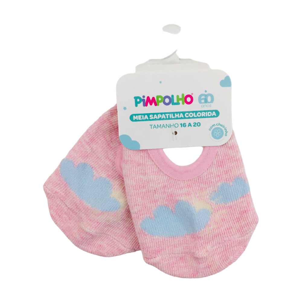 Meia Sapatilha Pimpolho Feminina 16-20 Colorida Nuvem