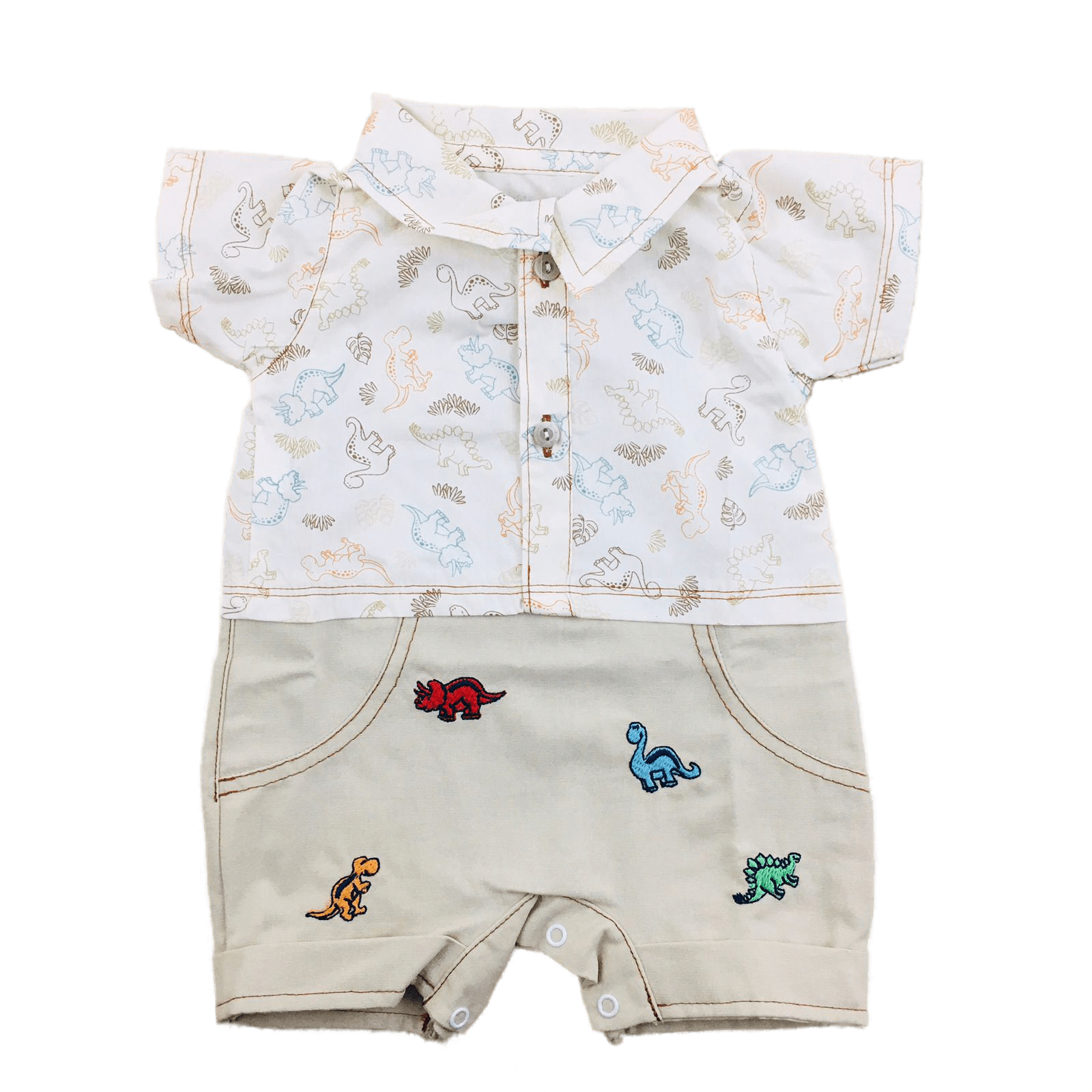 Macacão Masculino Curto Dino Baby  Brokinha