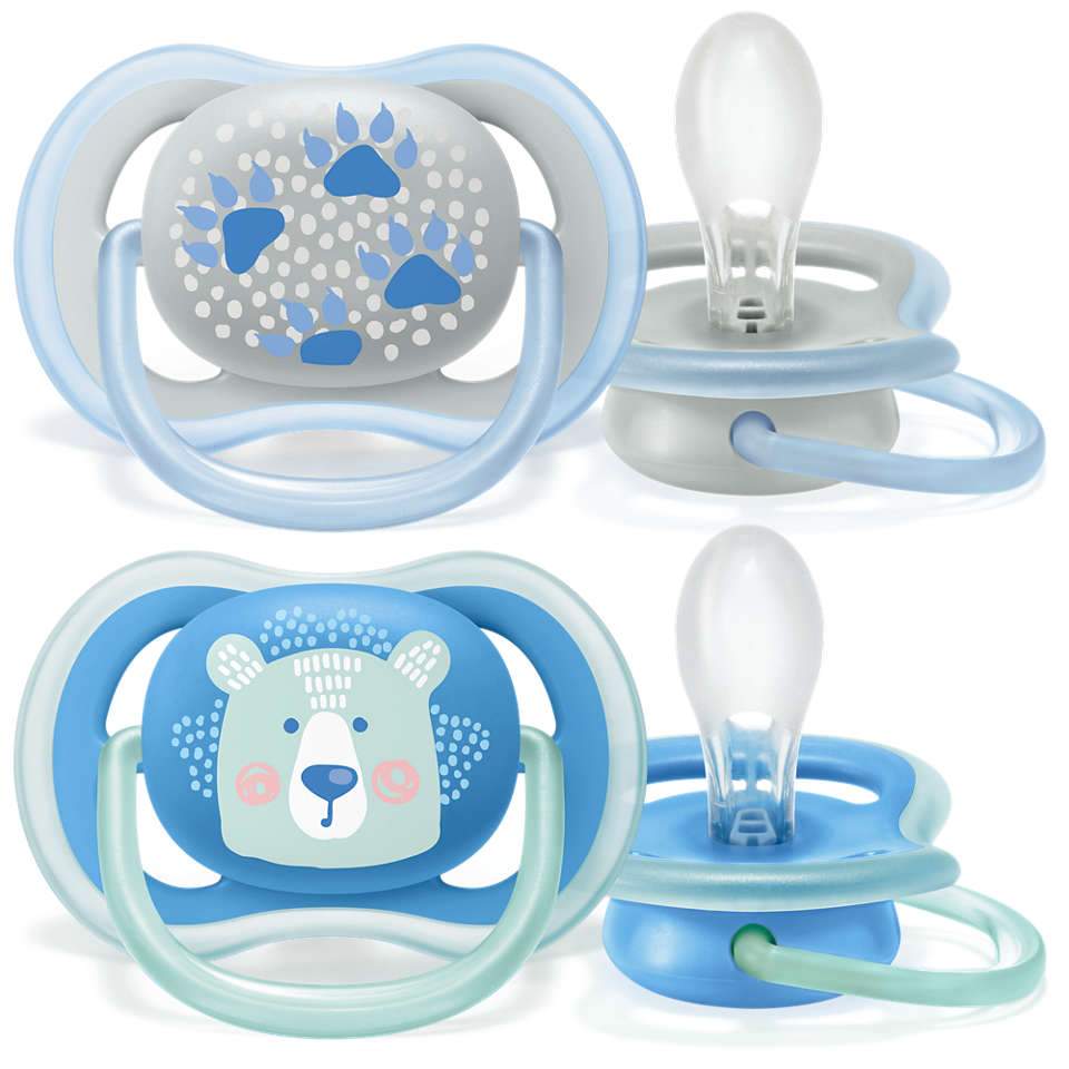Chupeta Masculina Ultra Air Pegadas e Urso com 02 Unidades Avent 6-18 meses - Avent - Chupetas - Gut Gut