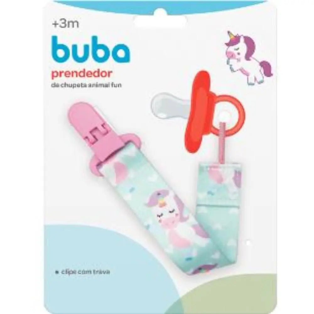 Prendedor de Chupeta Buba Baby Animal Fun Unicórnio